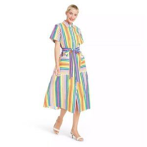 Christopher John Rogers x Target Striped Short Sleeve Shirt Dress Rainbow